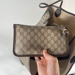 Gucci Large GG Supreme Ophidia Leather Tote W/ Wallet