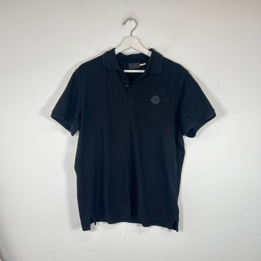 Moncler Black Reflective Polo Shirt Size M