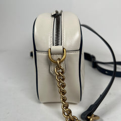 Gucci White Calfskin Diagonal GG Marmont Small Shoulder Bag