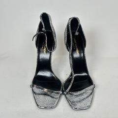 Saint Laurent Metallic Silver Sequin Opyum 110 Heels Size 39
