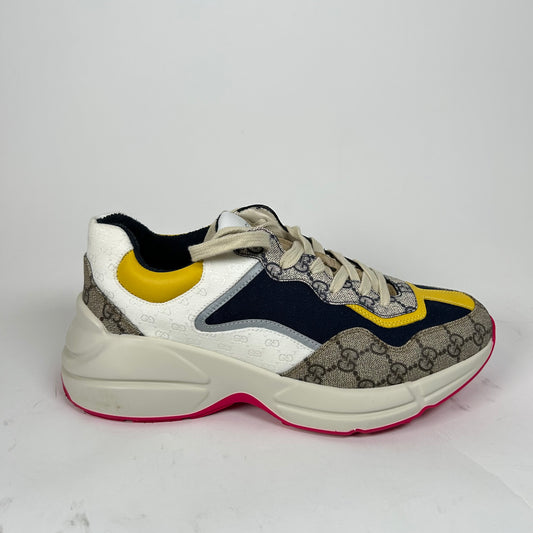 Gucci Beige/Yellow GG Rhyton Sneaker Size GG 7.5
