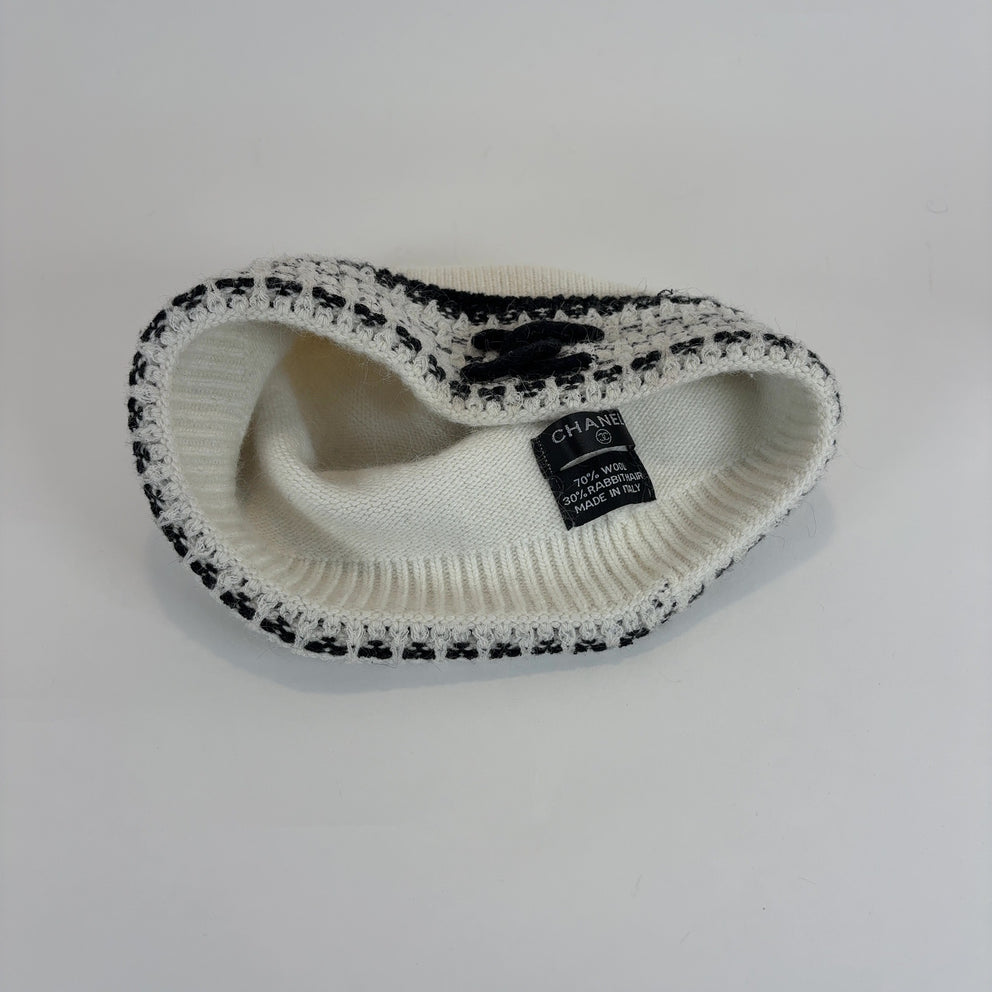 Chanel Wool Tweed Logo Beanie Hat