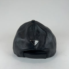 Prada Leather Plaque Logo Hat