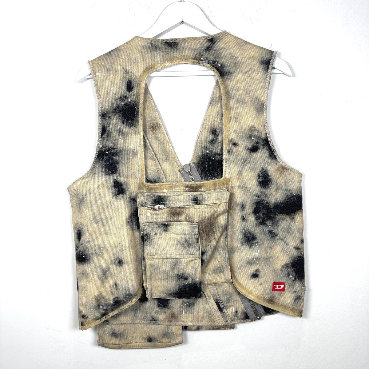 Diesel x A-Cold-Wall Tye-Dye Asymetrical Denim Cargo Vest