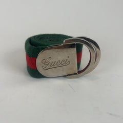 Gucci Web Stripe D-Ring Belt