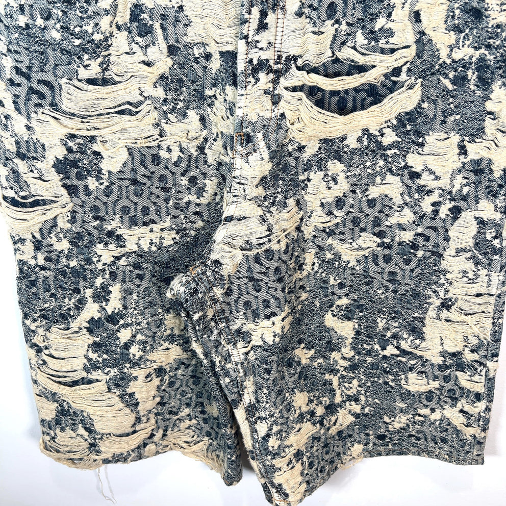 Acne Studios Distressed Mongram Denim Shorts