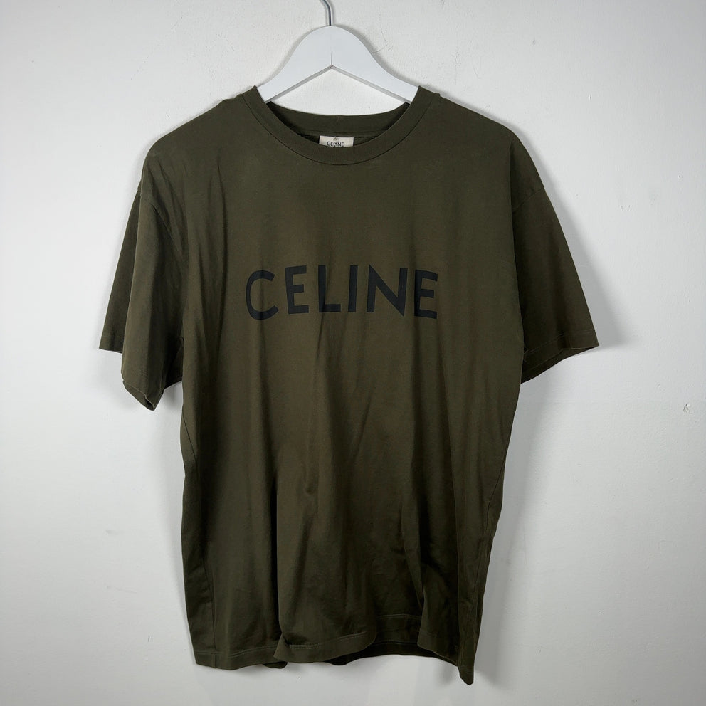 Celine Green Spell Out Logo T-Shirt