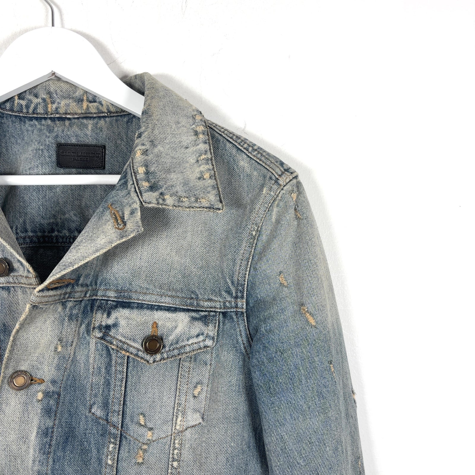 Saint Laurent SS21 Distressed Denim Jacket