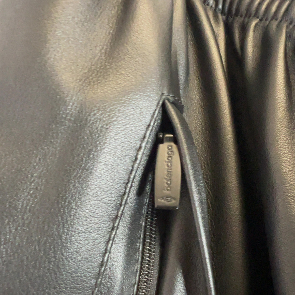 Balenciaga 3B Lambskin Wide-Leg Track Pants