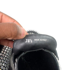 Prada Crystal Embellished Triangle Logo Loafers