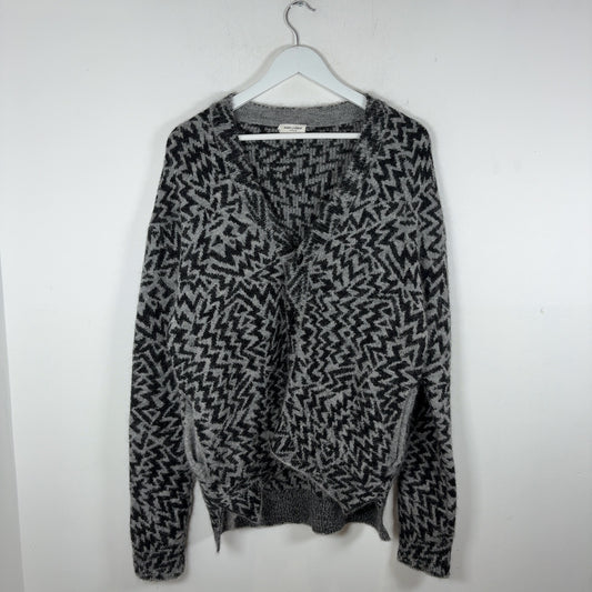 Saint Laurent Zig-Zag Print Wool and Mohair Cardigan