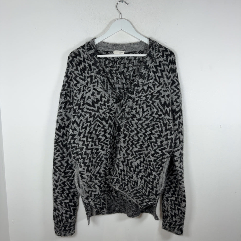 Saint Laurent Zig-Zag Print Wool and Mohair Cardigan