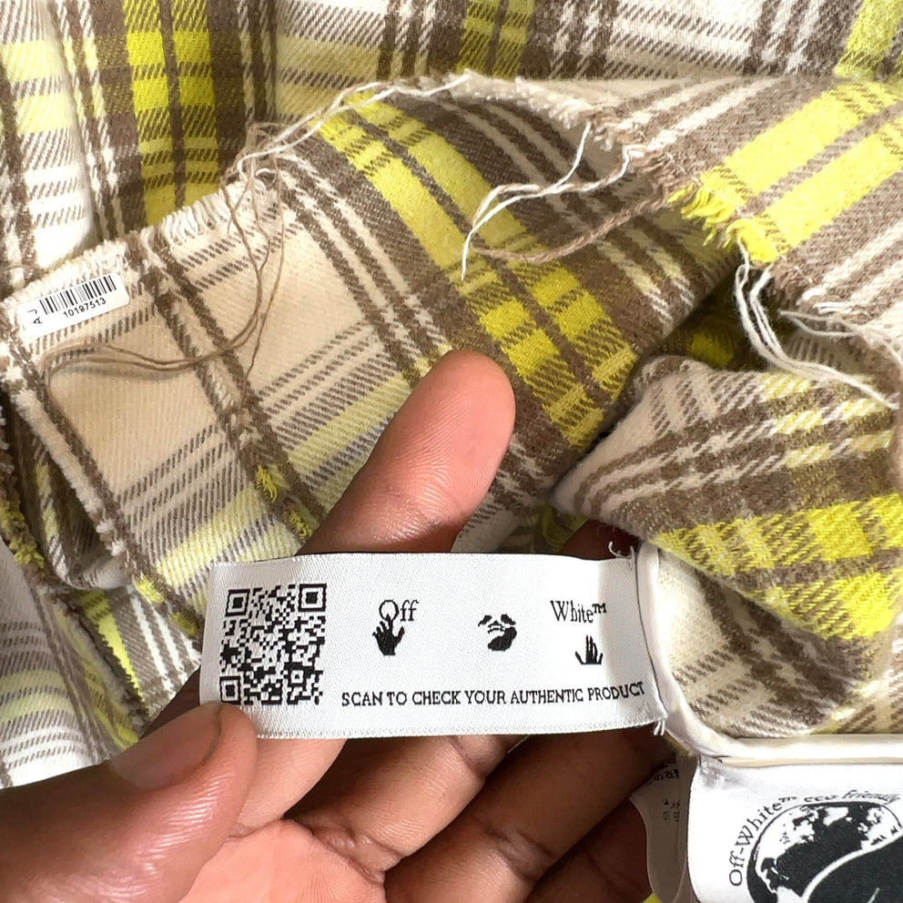 Off-White Plaid Flannel Shirt