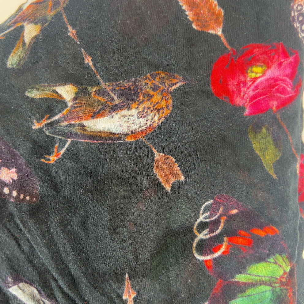 Alexander McQueen Floral Moth Print Silk Cotton Scarf