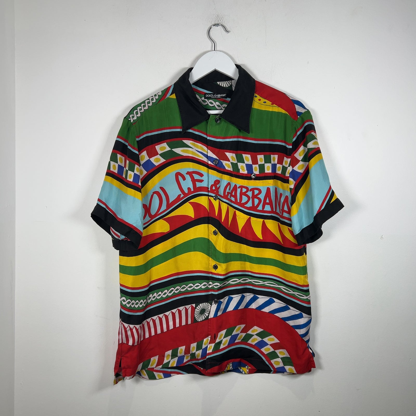Dolce & Gabbana Carretto Printed Multi Color Silk Shirt