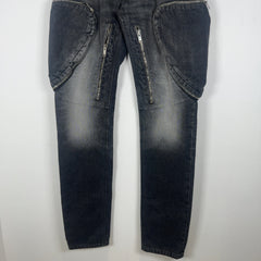 Givenchy Black Wash Cargo Zipper Jeans Size 30