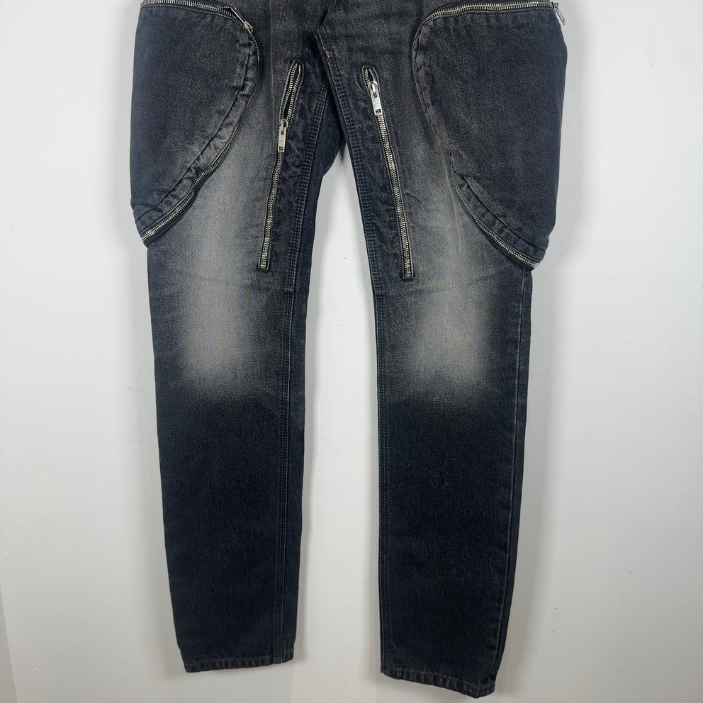 Givenchy Black Wash Cargo Zipper Jeans Size 30