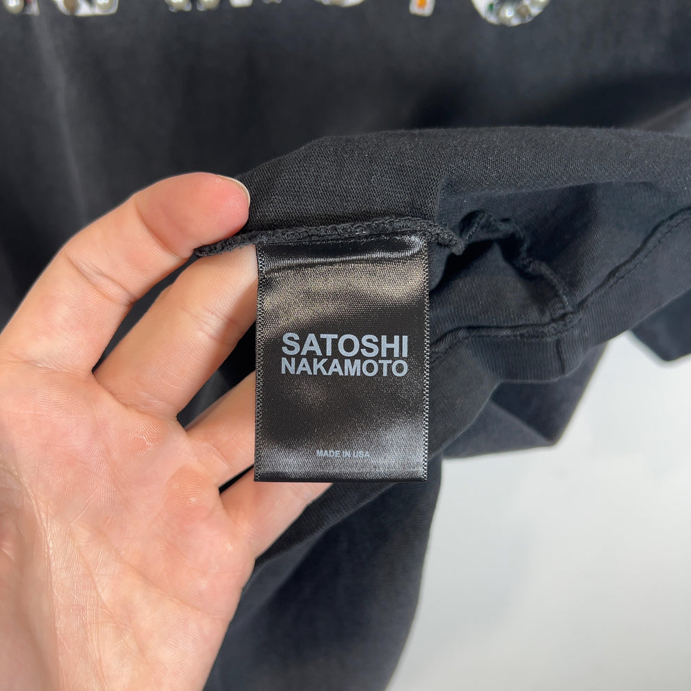 Satoshi Nakamoto Studded Spell Out Logo T-Shirt