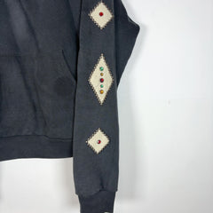 Satoshi Nakamoto Studded Logo Leather Patch Hoodie