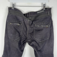 Balmain Distressed Repair Biker Jeans