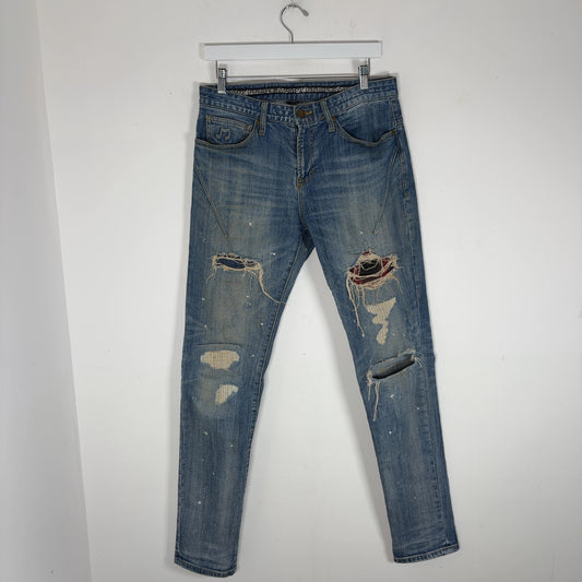 Number (N)ine x Guild Prime Flannel Patchwork Denim Jeans