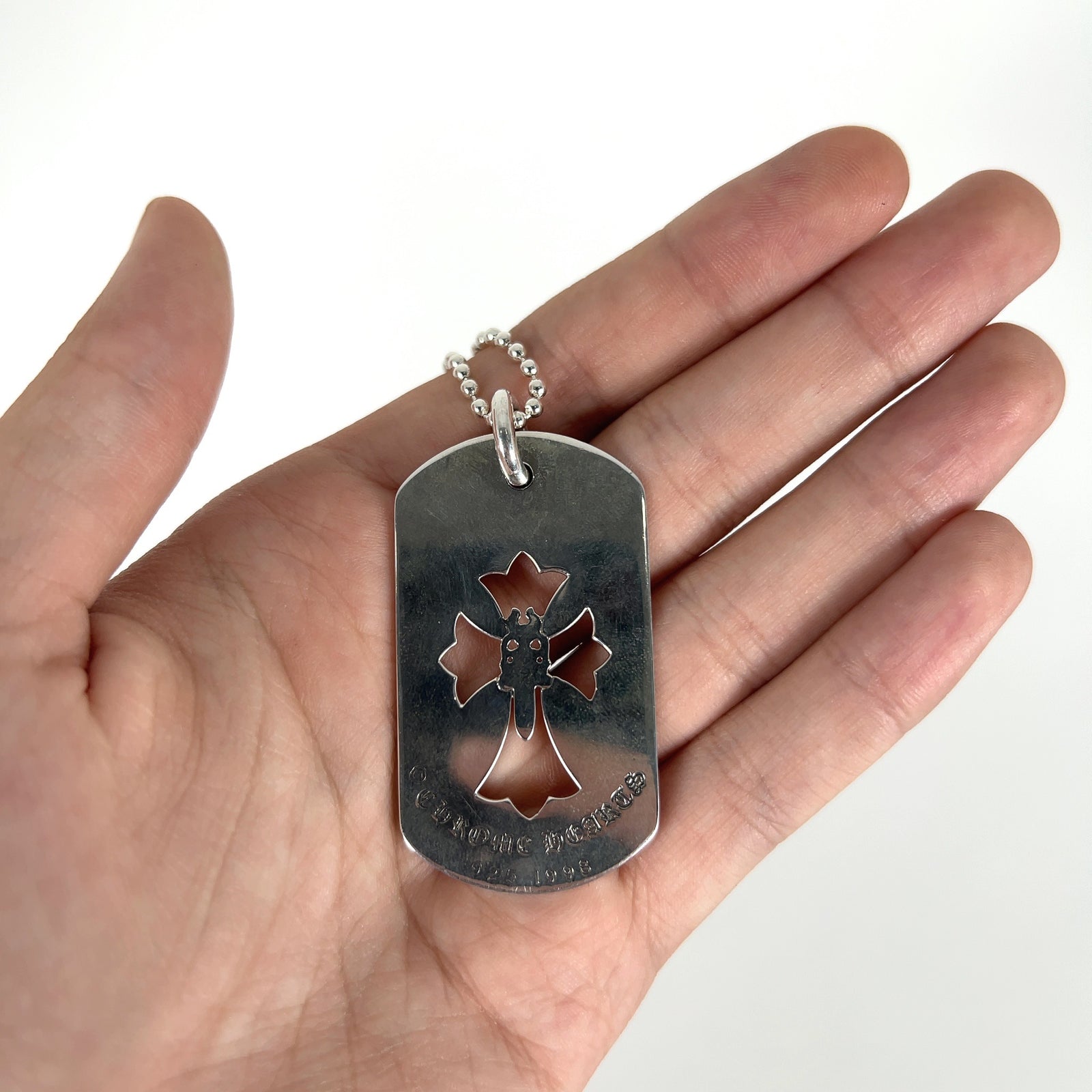 Chrome Hearts Dagger Cross Dog-Tag Necklace