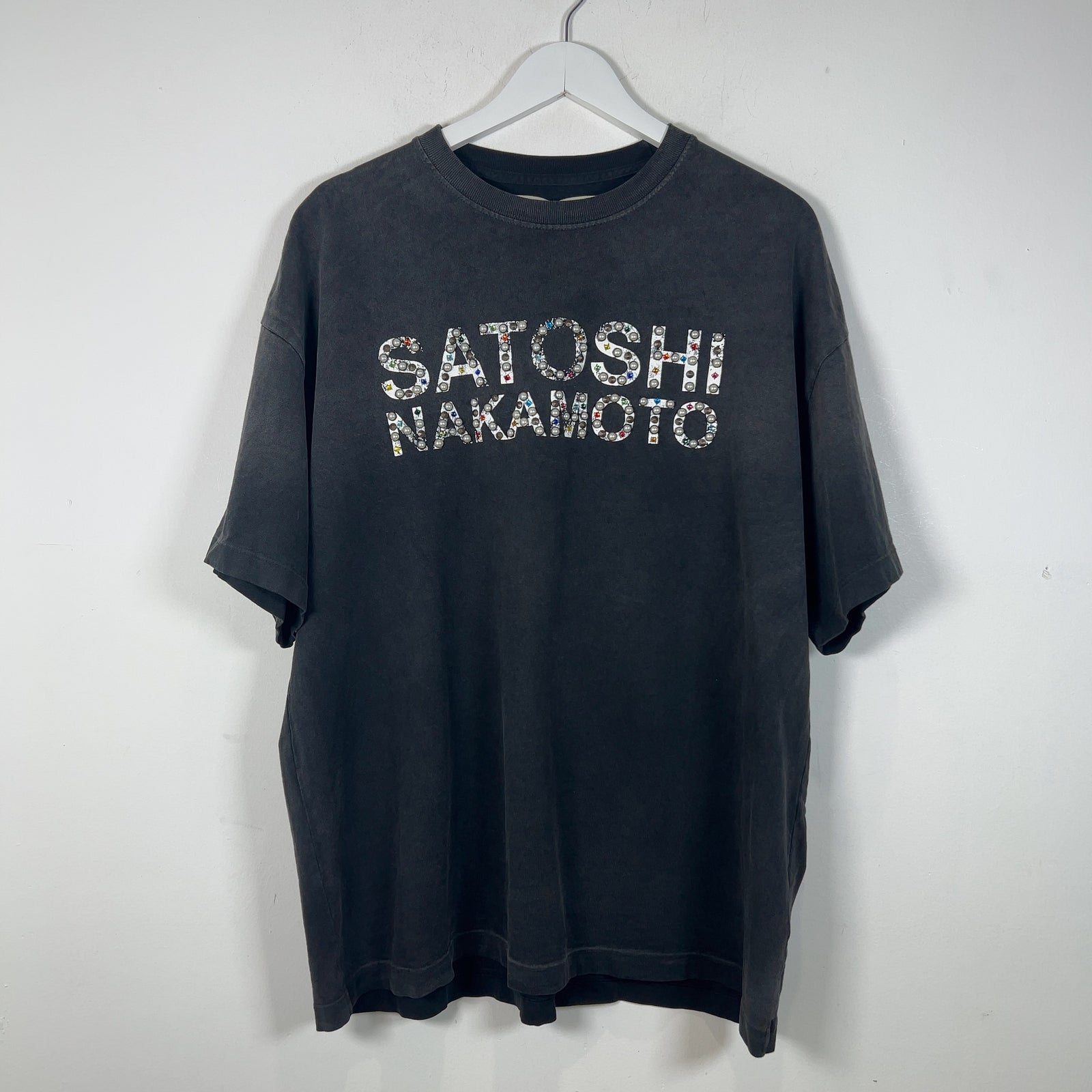 Satoshi Nakamoto Studded Spell Out Logo T-Shirt