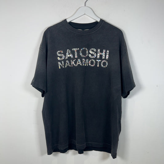Satoshi Nakamoto Studded Spell Out Logo T-Shirt