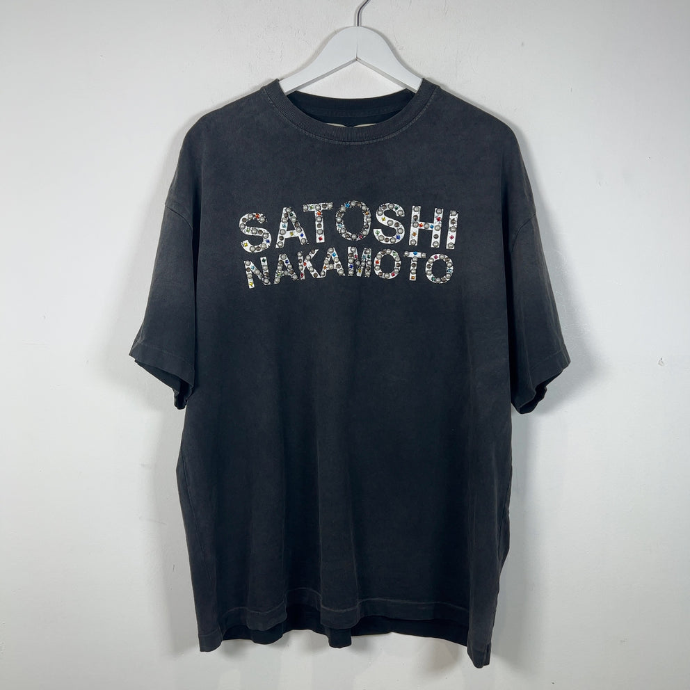 Satoshi Nakamoto Studded Spell Out Logo T-Shirt