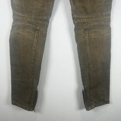 Balmain Green Denim Biker Jeans