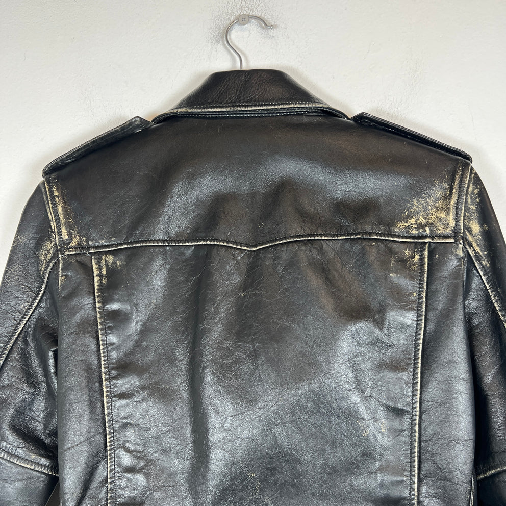 Saint Laurent Paris FW16 Distressed L01 Leather Biker Jacket Size 44