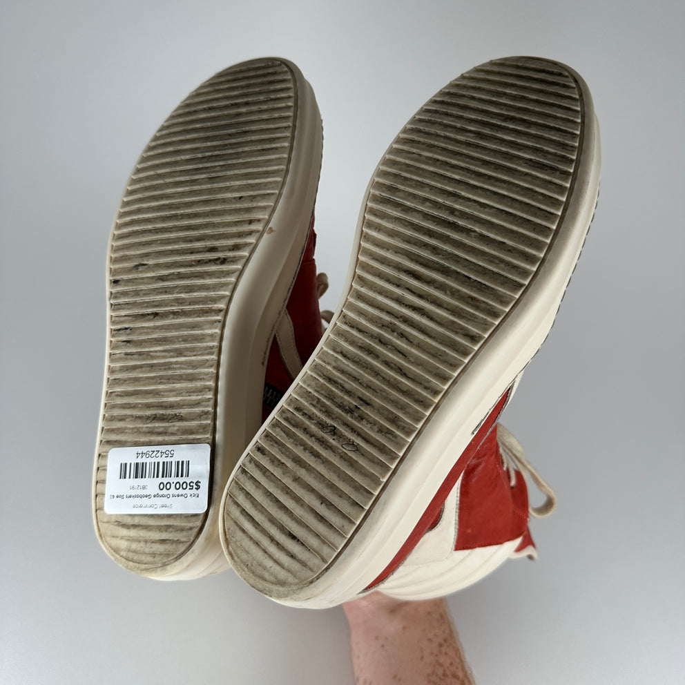 Rick Owens Orange Lamb Leather Geobaskets Size 41