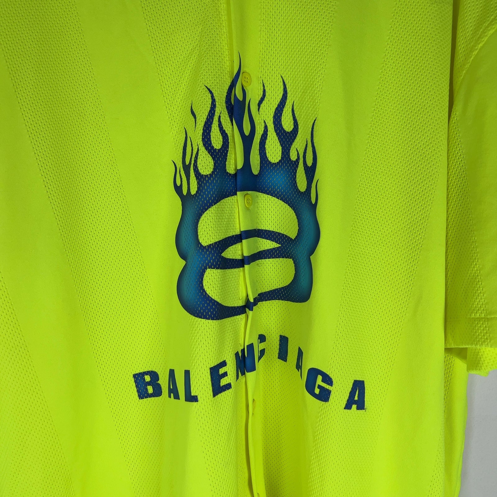 Balenciaga Unity Flame Button-Up Jersey Shirt