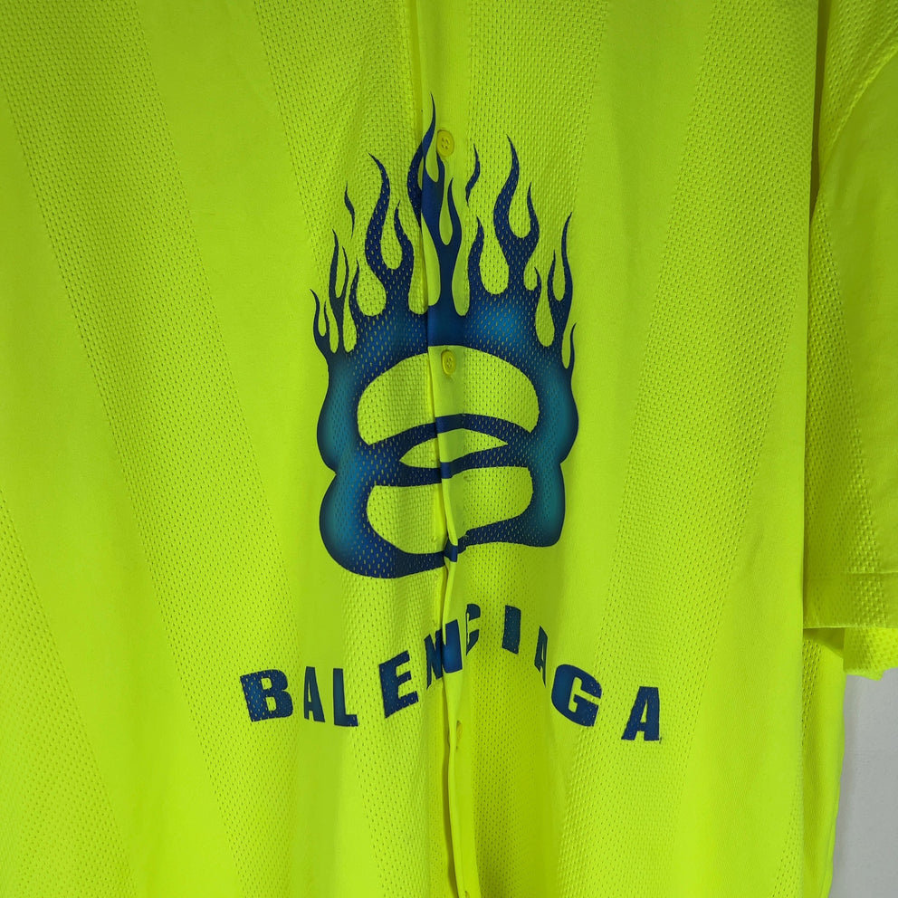 Balenciaga Unity Flame Button-Up Jersey Shirt