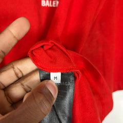 Balenciaga Red Embroidered Logo T-Shirt Size M