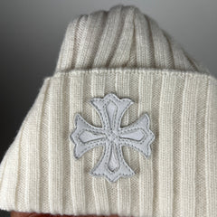 Chrome Hearts White Plus Cross Cashmere Beanie