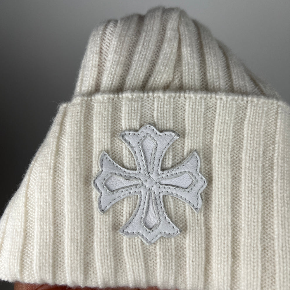 Chrome Hearts White Plus Cross Cashmere Beanie