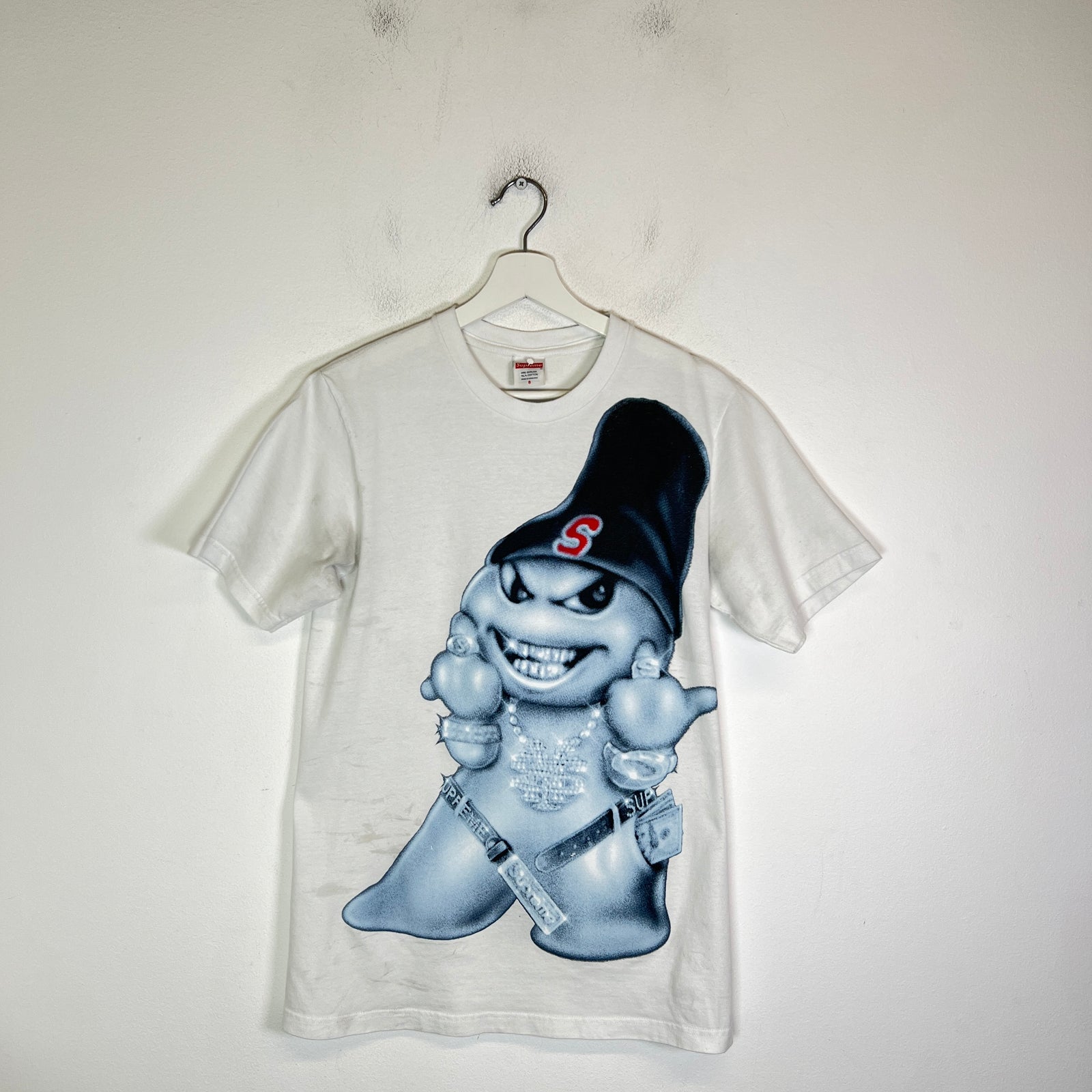 Supreme White Snowman Logo T-Shirt Size L