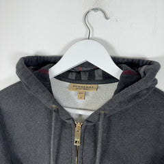 Burberry Check Charcoal Zip Up Hoodie