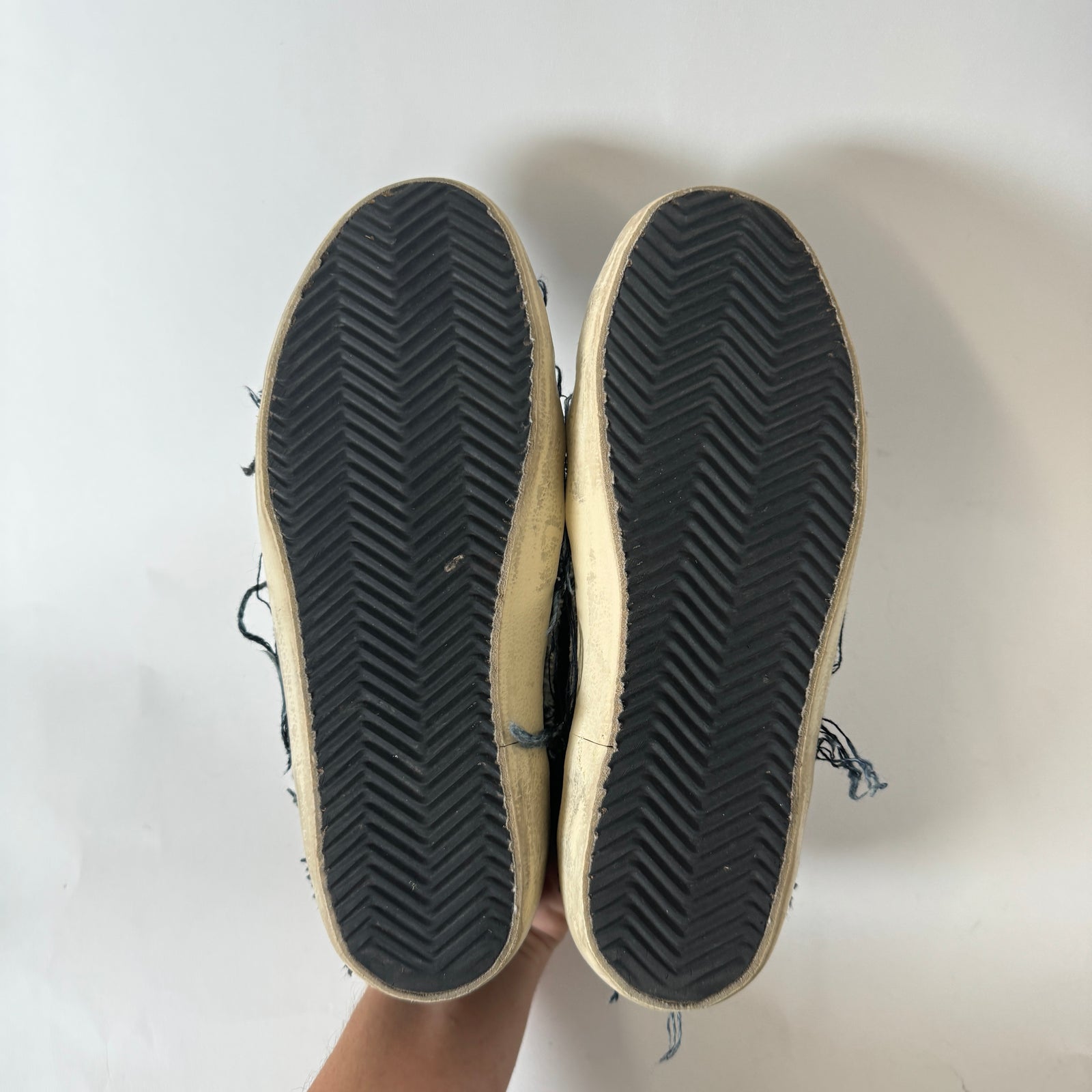Golden Goose Denim Distressed Pony Hair Sneakers Size 37