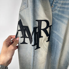 Amiri Thigh Logo Lightwash Jeans Size 36