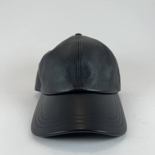 Prada Leather Plaque Logo Hat