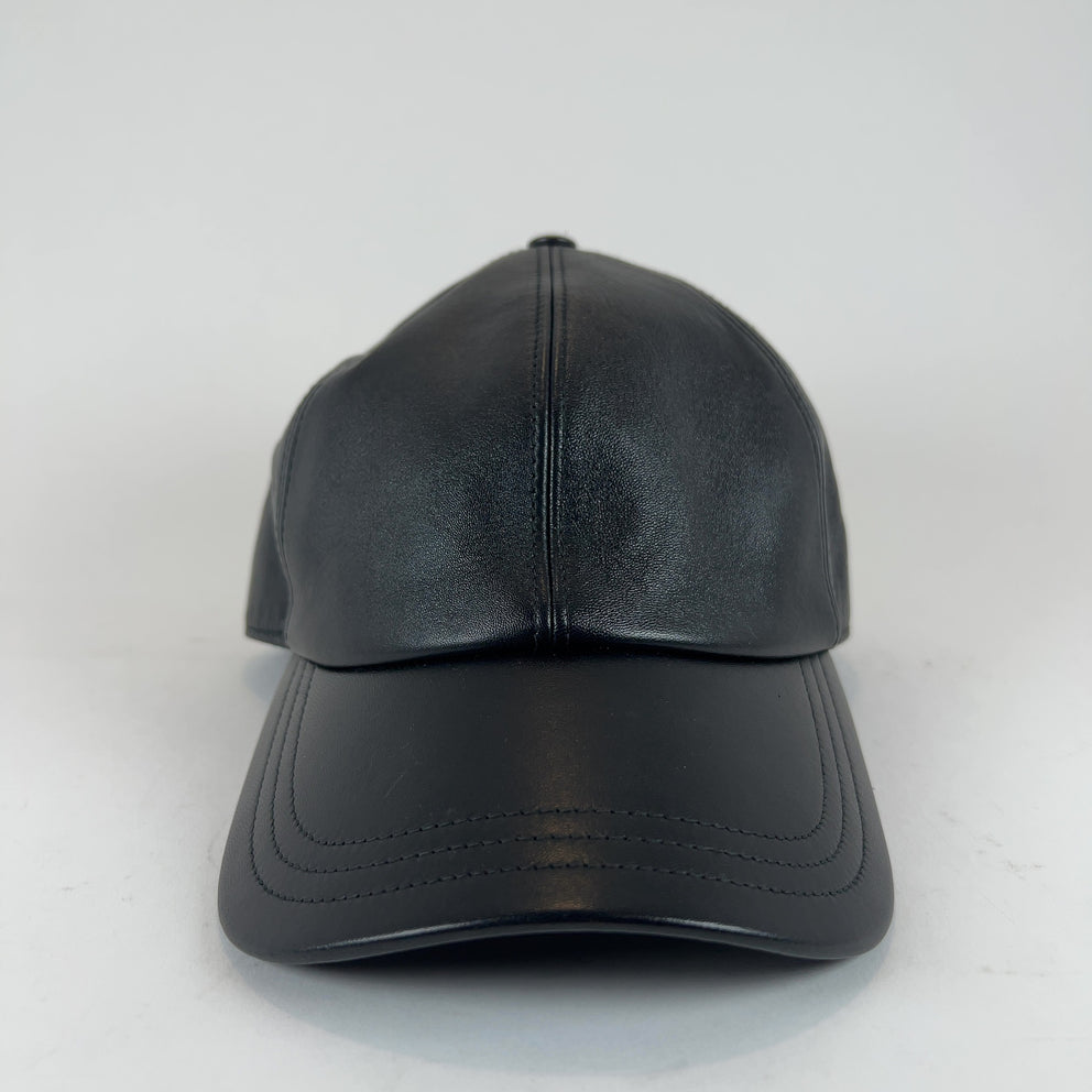 Prada Leather Plaque Logo Hat