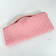 Bottega Veneta Pink Andiamo Intrecciato Leather Clutch