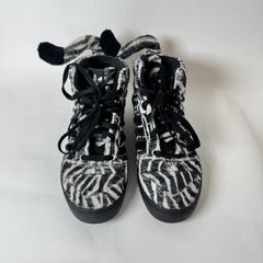 Jeremy Scott x Adidas Zebra Fur High Top Sneaker Size 6.5