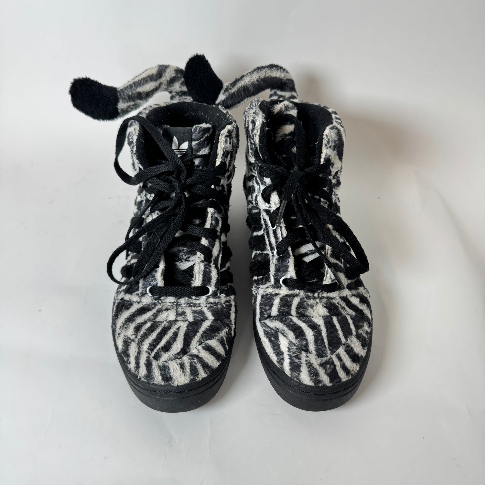 Jeremy Scott x Adidas Zebra Fur High Top Sneaker Size 6.5