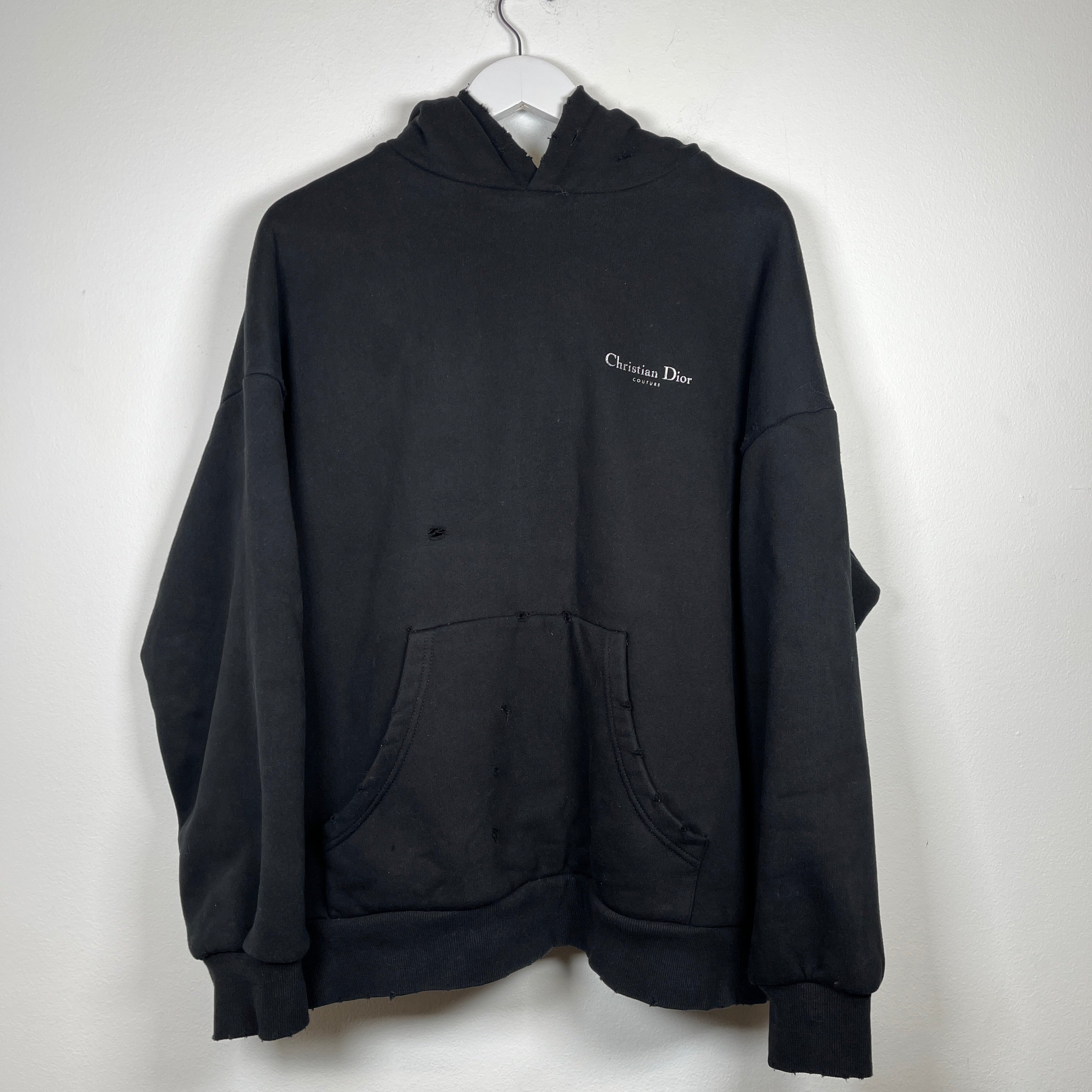 Christian Dior Couture Black Distressed Hoodie Size L – Street