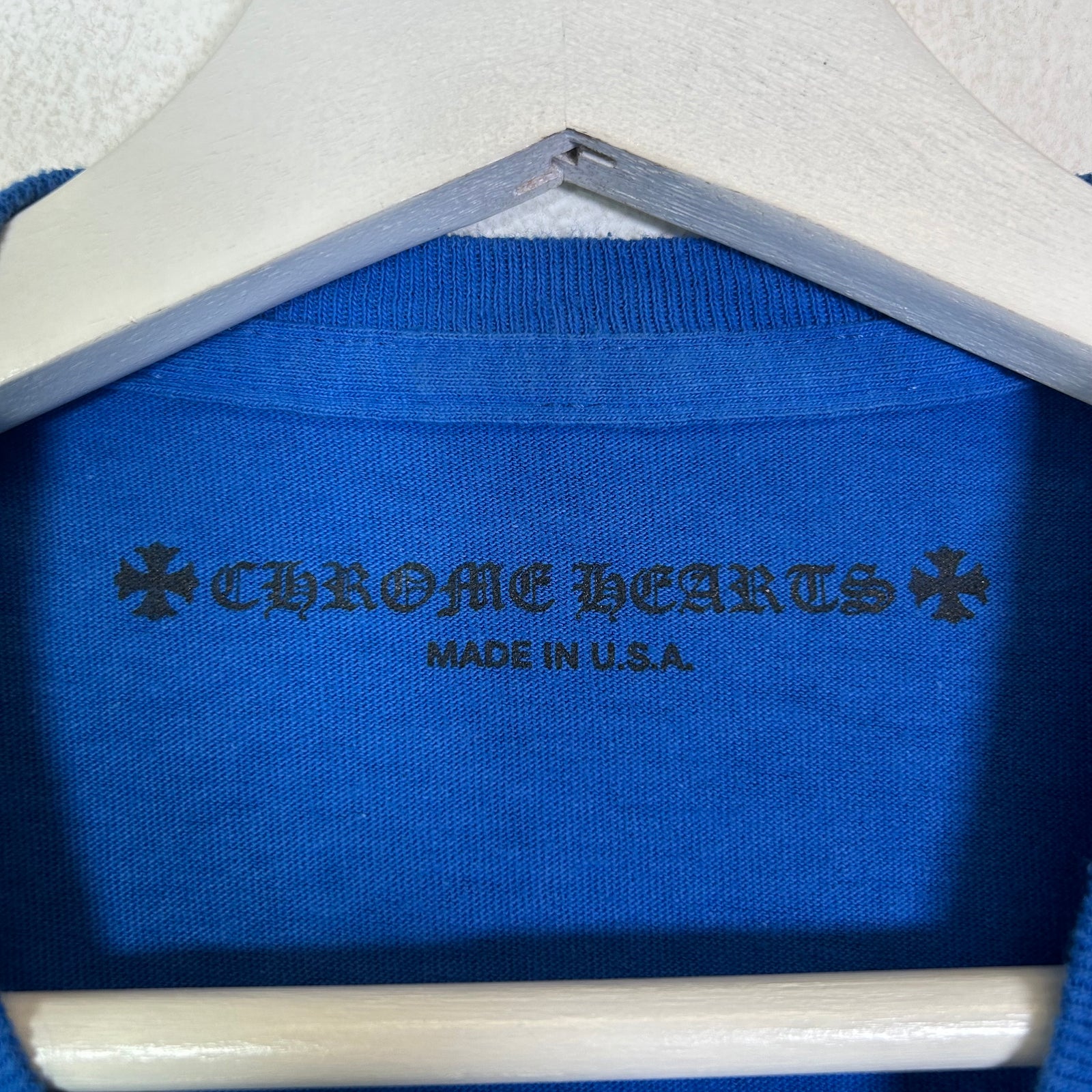 Chrome Hearts Blue Scroll Logo T-Shirt