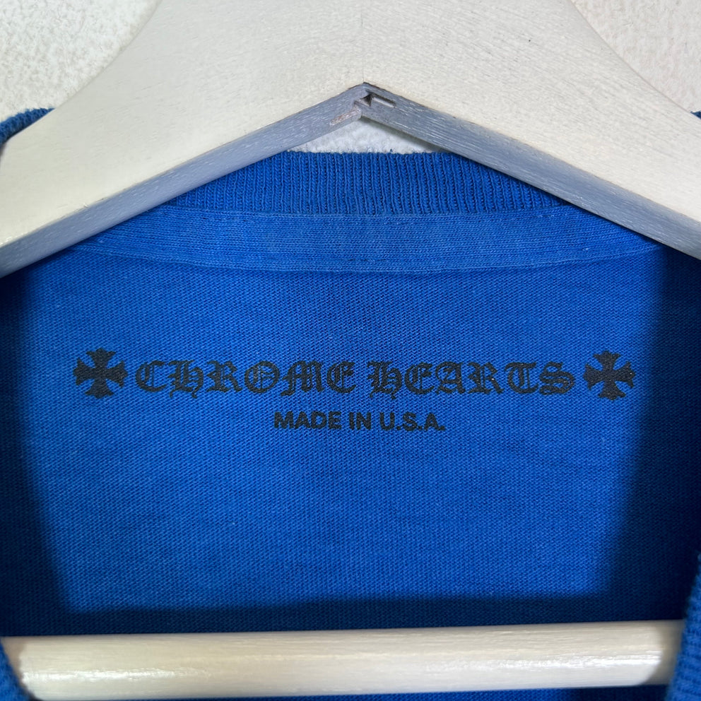 Chrome Hearts Blue Scroll Logo T-Shirt