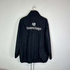 Balenciaga Black Logo Nylon Rain Jacket Size L